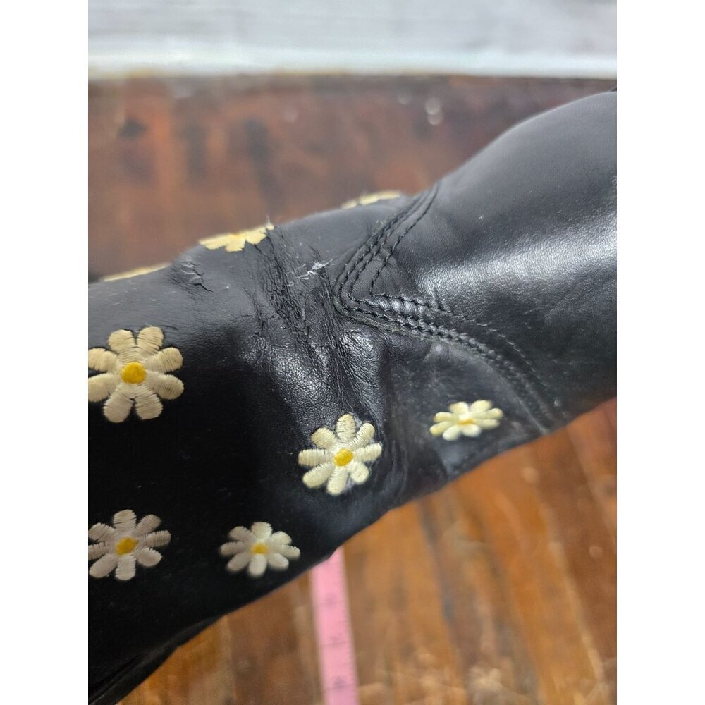 Vintage 90s Y2K Black Daisy Sketchers Grunge Mid-Calf Boots - Picture 14 of 16